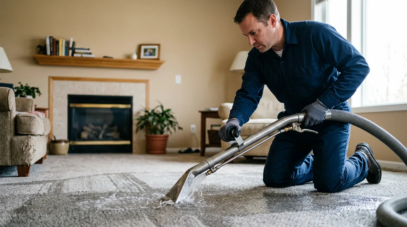 Water damage restoration technician working near Naples, NY
